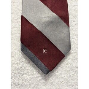 Vintage Gray Burgundy Striped Men’s Silk Necktie Paco Rabanne Paris 55"x3"